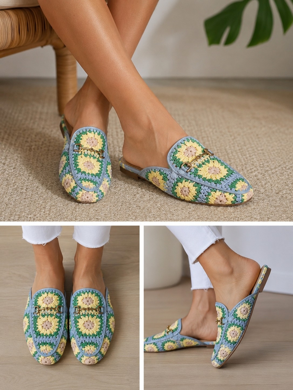 Sam Edelman Linnie Crochet Floral Bit Mule Loafers Size 7.5 EUC - Picture 2 of 10
